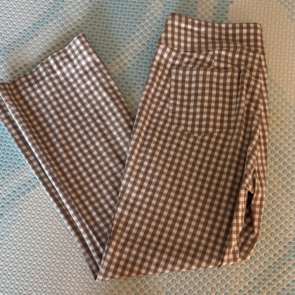 J. McLaughlin Ivy Brown and Cream Gingham Pants